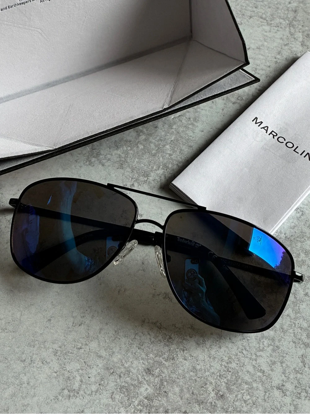 Timberland TB7268 Aviator Sunglasses Blue Mirror Lenses Black Frame